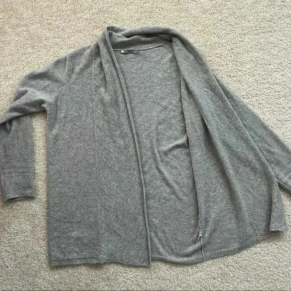 InCashmere Drape Front Open Cardigan Gray Women’s Size Large $219 100% Cashmere - Picture 11 of 16